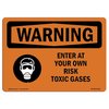 Signmission OSHA Warning Sign, 12" Height, 18" Width, Enter At Your Own Risk Toxic Gases With Symbol, Landscape OS-WS-D-1218-L-12119
